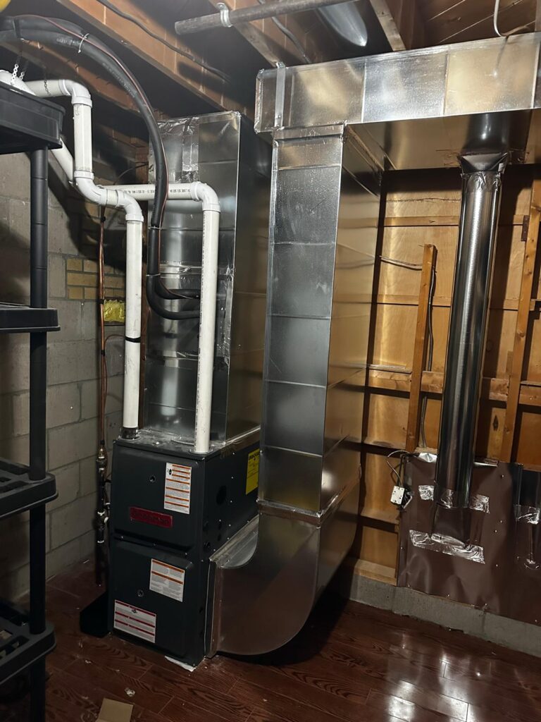 Certified HVAC technician inspecting a heat pump system